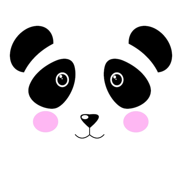 Ilustración de Vector de cara de panda lindo aislado sobre fondo blanco