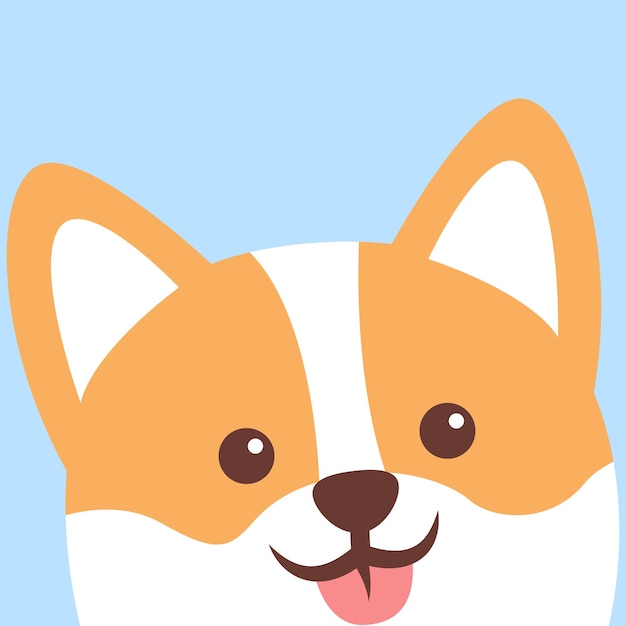 Ilustración de vector de cara de perro corgi galés lindo