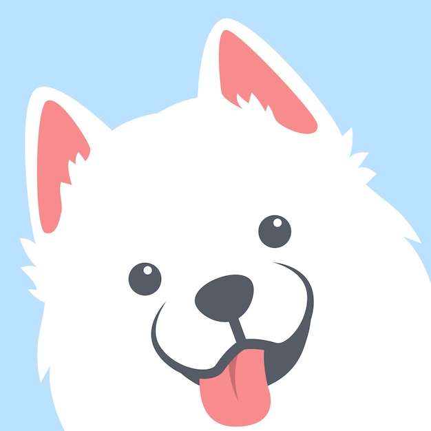 Ilustración de vector de cara de perro samoyedo lindo