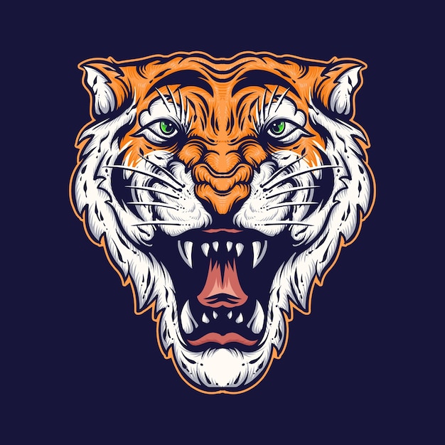 Ilustración de vector de cara de tigre enojado