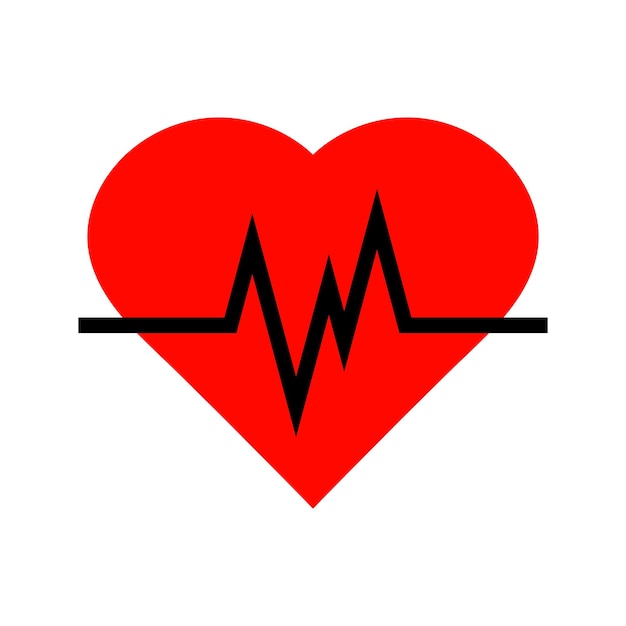 Ilustración de vector de cardiograma de pulso de frecuencia cardíaca en diseño de estilo plano aislado sobre fondo blanco