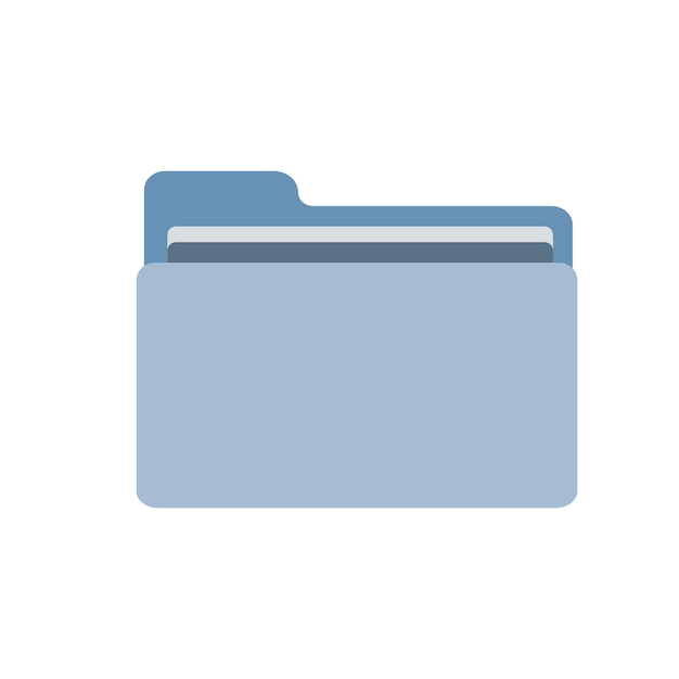 Ilustración de vector de carpeta de iconos de negocios bluegray con archivos sobre un fondo blanco