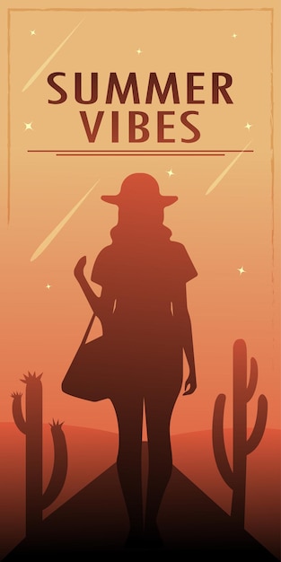 Vector ilustración de vector de cartel de chica de vibraciones de verano