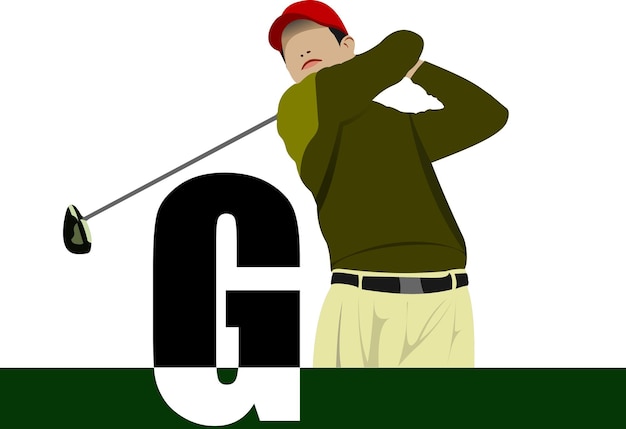 Vector ilustración de vector de cartel de jugador de golf