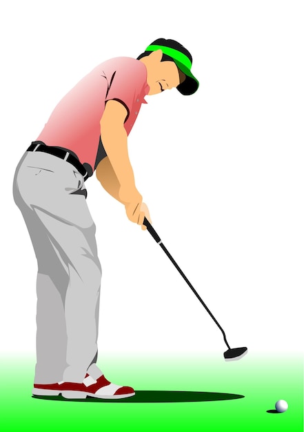 Ilustración de vector de cartel de jugador de golf