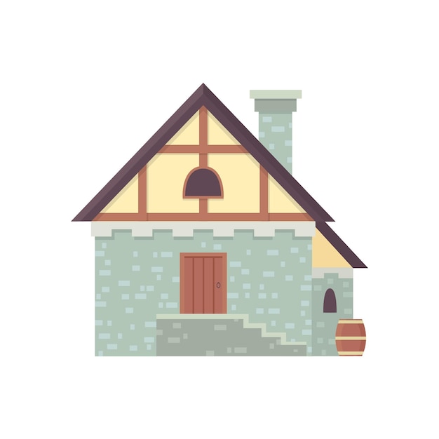 Ilustración de vector de casa de ciudad vieja de edificio histórico medieval