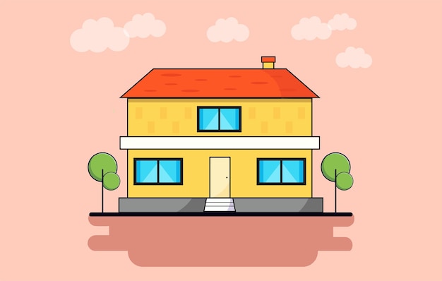 Ilustración de vector de casa colorida, ilustración de vector gráfico de casa, Vector de diseño de casa plana