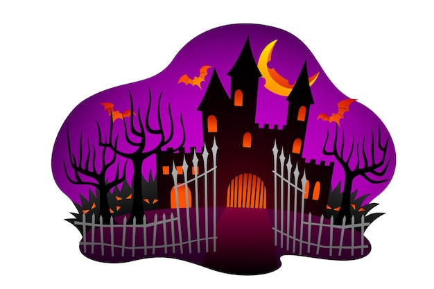 Ilustración de vector de casa embrujada de halloween