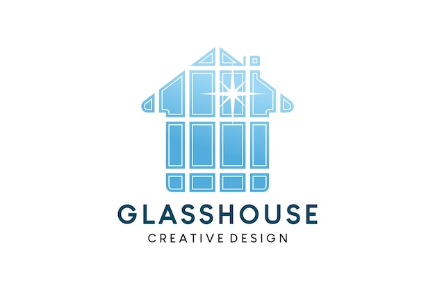 Ilustración de vector de casa transparente de diseño de logotipo de icono de invernadero