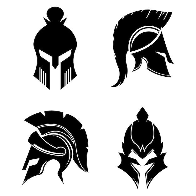 Ilustración de vector de casco de caballero para un símbolo de icono o logotipo gladiador de logotipo plano de caballero