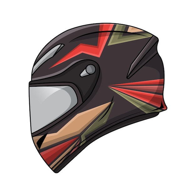 Ilustración de vector de casco de motocicleta de carreras deportivas