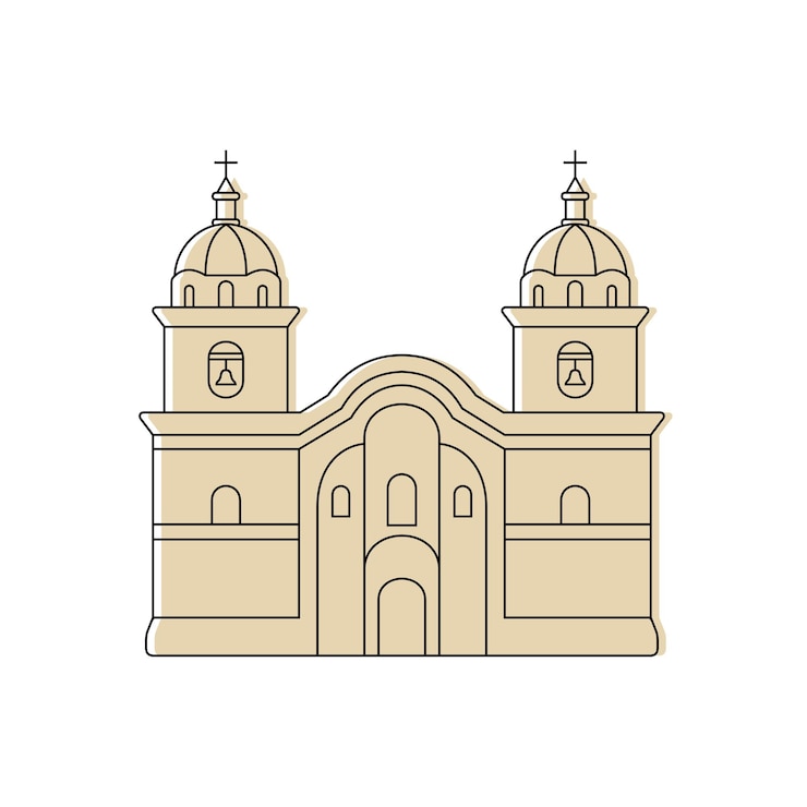 Vector ilustración de vector de catedral de cusco dibujo de arquitectura peruana