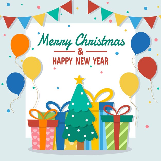 Ilustración de vector de celebración concepto feliz Navidad y feliz año nuevo. Vector EPS 10.