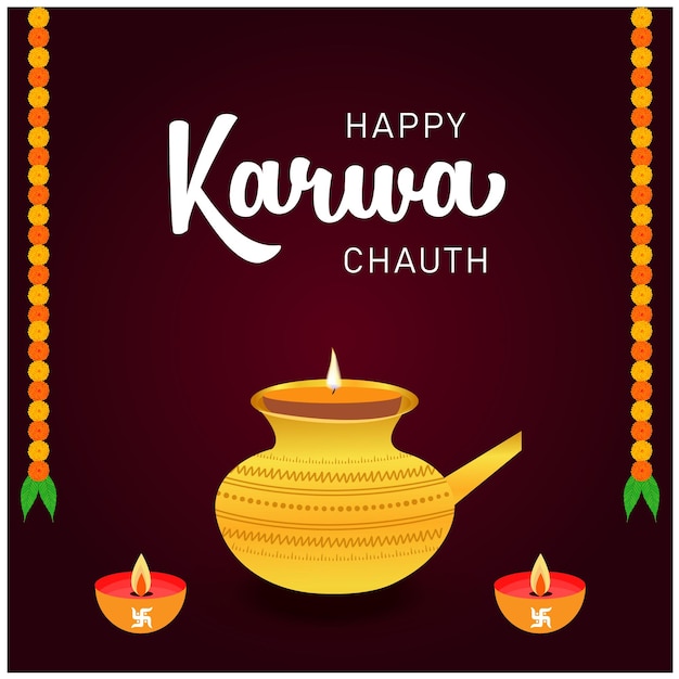 Ilustración de vector de celebración de festival indio feliz karwa chauth creativo