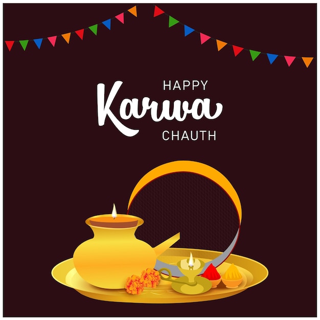 Ilustración de vector de celebración de festival indio feliz karwa chauth creativo