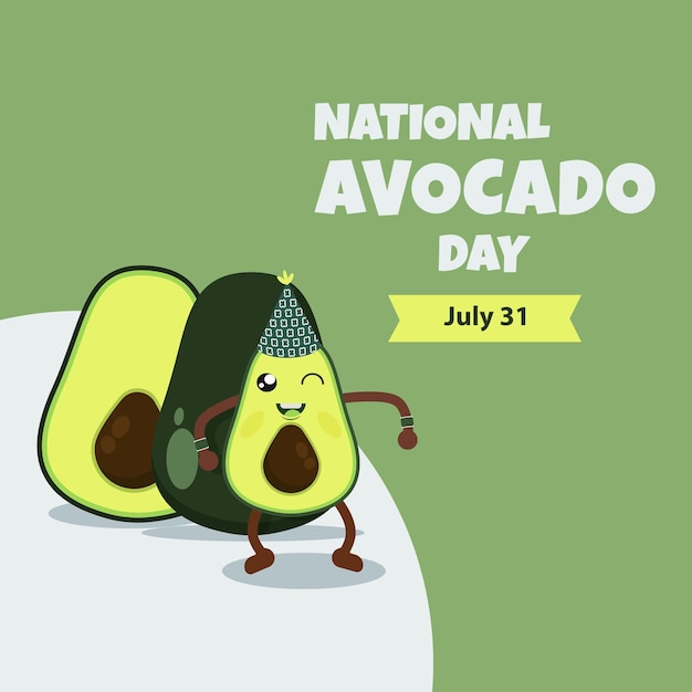 Ilustración de vector de celebración de fruta de beneficio de salud de día nacional de aguacate