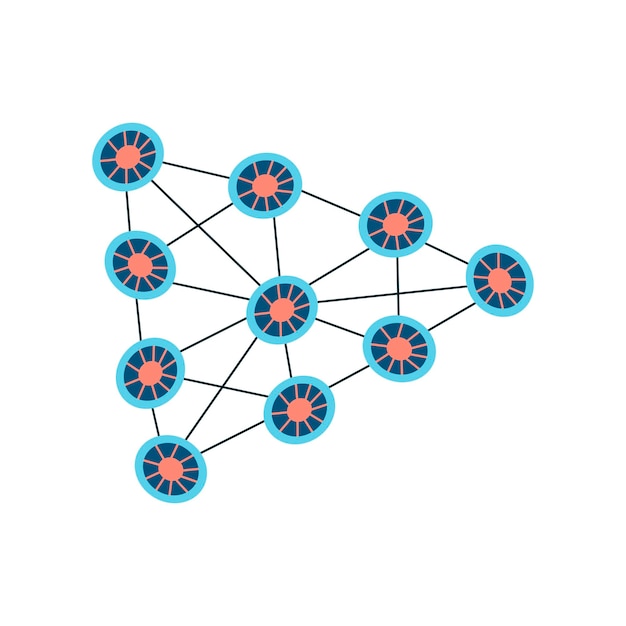 Ilustración de vector de células nerviosas Tecnología de red neuronal artificial ciencia computación en la nube Sistema de biología AI