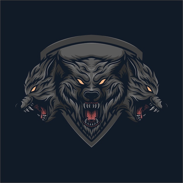 Ilustración de vector de cerberus de tres cabezas