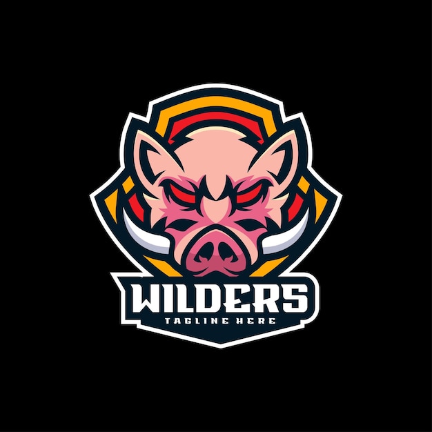 Ilustración Vector Cerdo Mascota Wilder Estilo Deporte