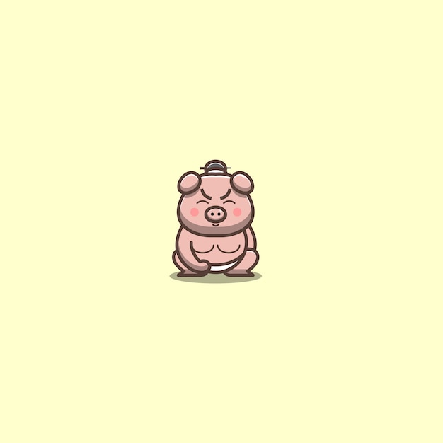 Ilustración de vector de cerdo de sumo japonés