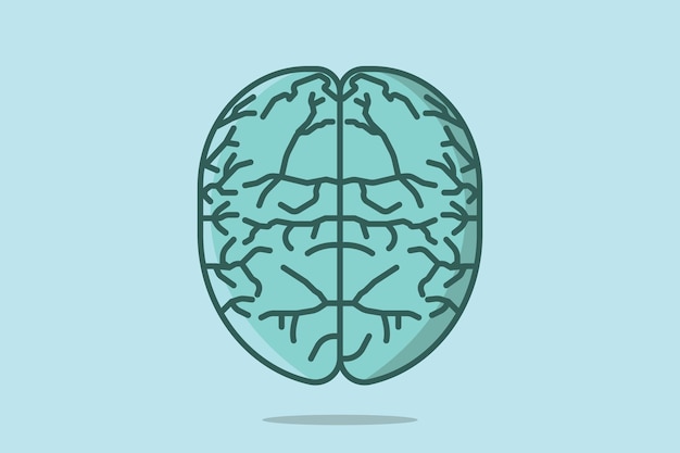Ilustración de vector de cerebro humano. Concepto de icono de objeto educativo.