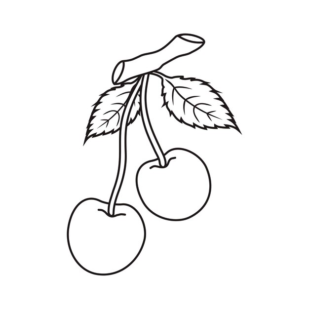 Ilustración de vector de cereza - Fruta de cereza fresca. Dibujos animados de cereza aislados.