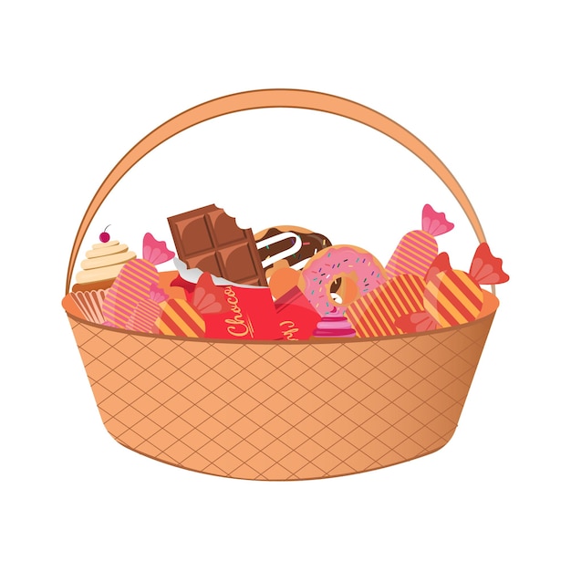 ilustración de vector de cesta de chocolate