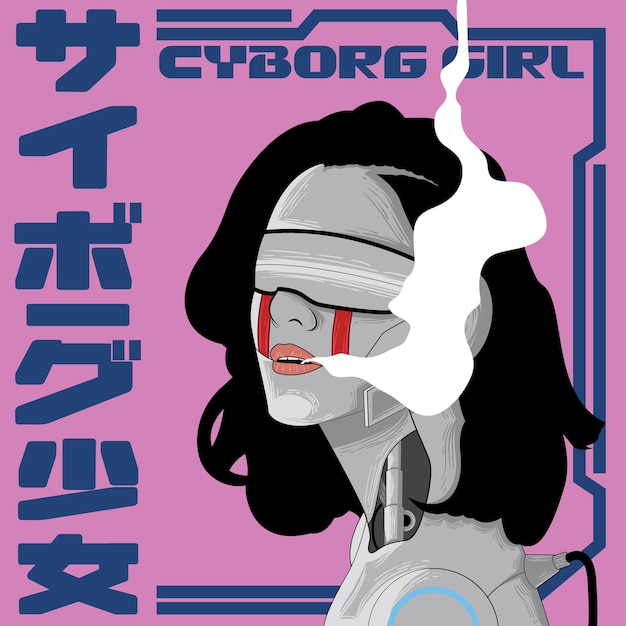 Ilustración de vector de chica cyborg