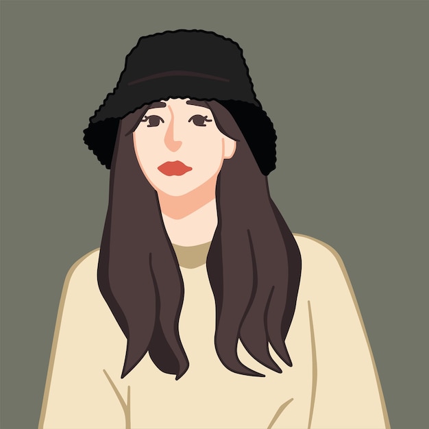 Ilustración de vector de chica hermosa coreana