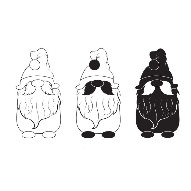 Ilustración de Vector Christmas Gnomes Colección de gnomos Un lindo conjunto con un elfo aislado en blanco