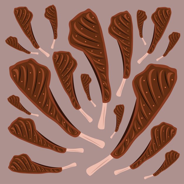 Ilustración de vector de chuleta de cordero a la parrilla