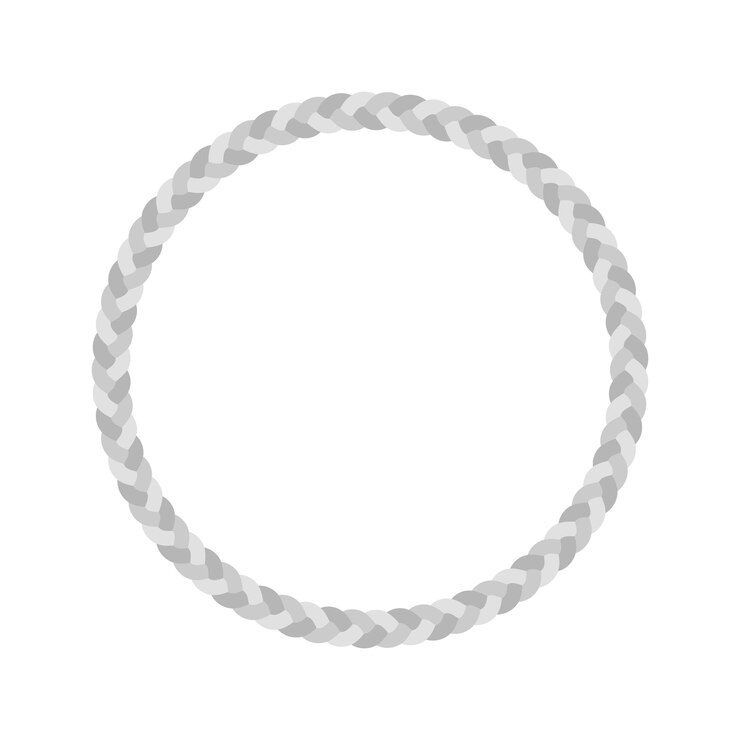 Vector ilustración de vector de círculo de cuerda trenzada gris sobre un fondo blanco. diseño de marco de lazo abstracto.