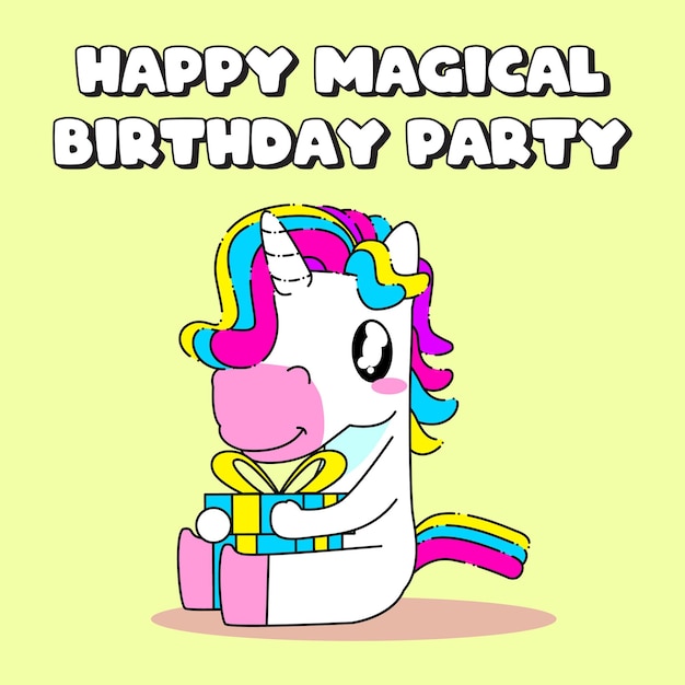 Vector ilustración de vector de cita de unicornio lindo, unicornio de cumpleaños