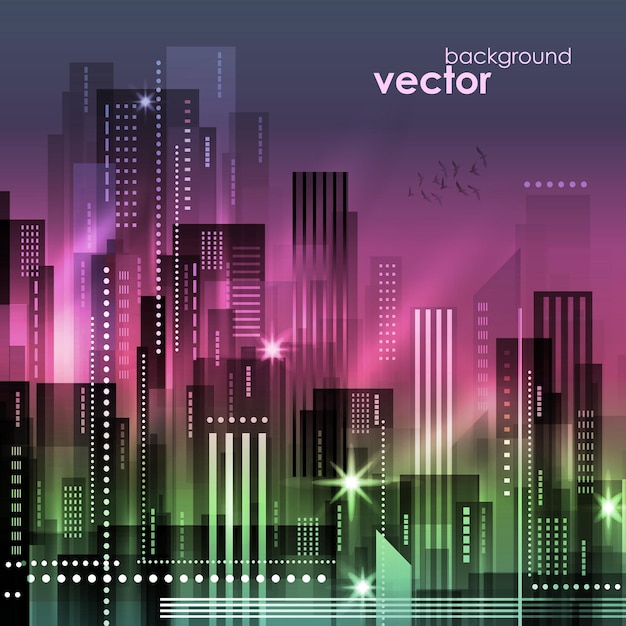 Ilustración de vector de ciudad de noche