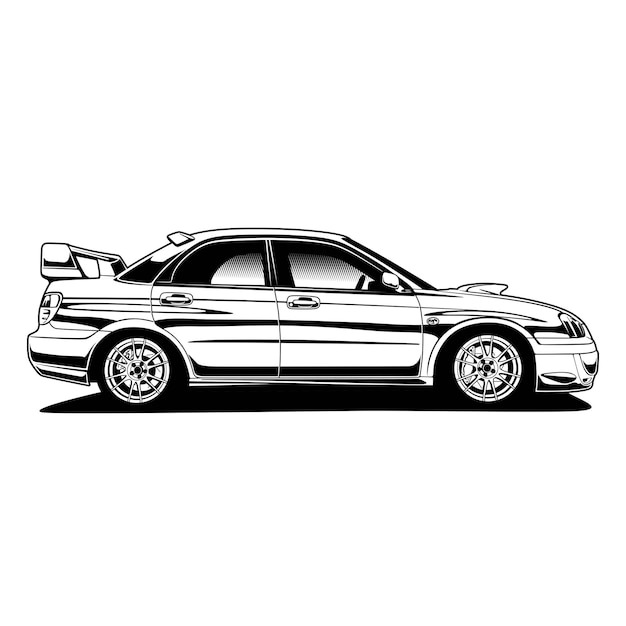 Ilustración de vector de coche blanco y negro para diseño conceptual