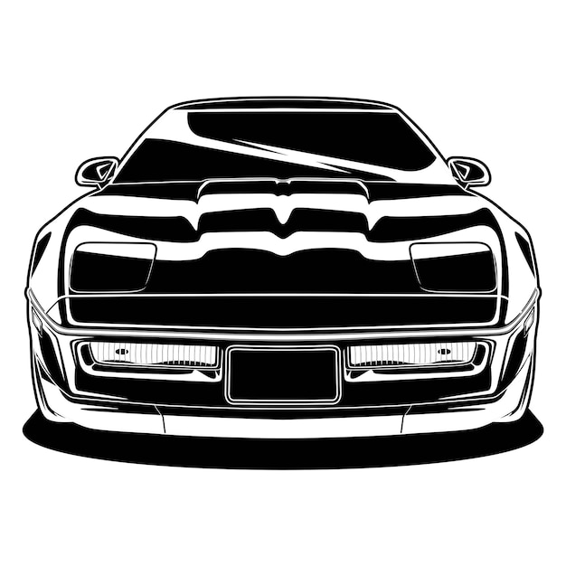 Ilustración de vector de coche blanco y negro para diseño conceptual