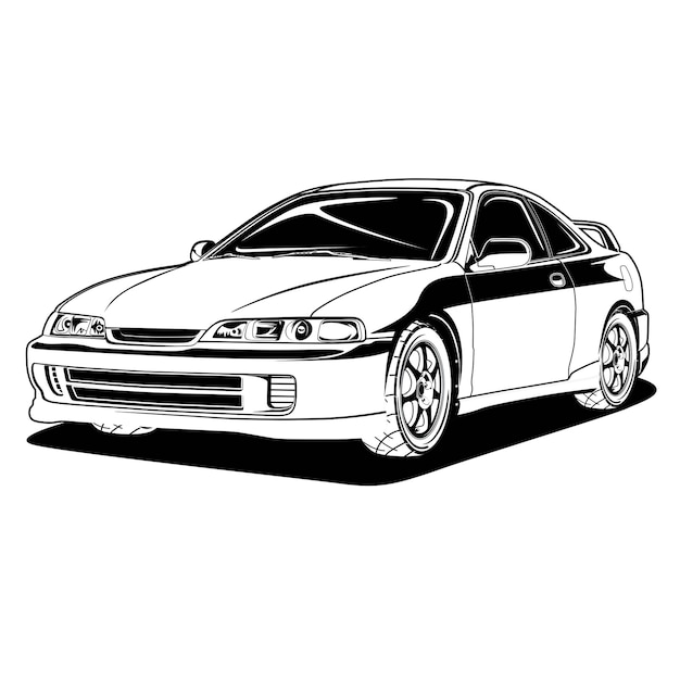 Ilustración de vector de coche blanco y negro para diseño conceptual