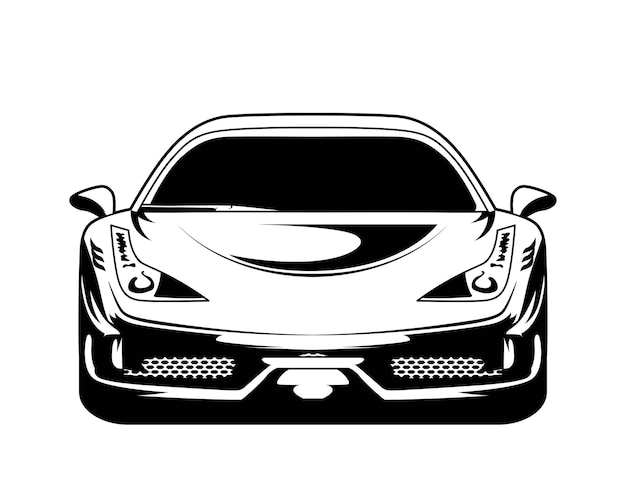 Ilustración de vector de coche deportivo blanco y negro o superdeportivo