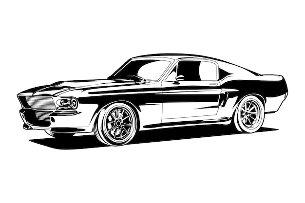 Ilustración de vector de coche deportivo blanco y negro o superdeportivo