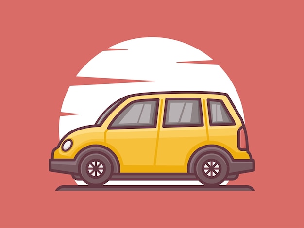 Vector ilustración de vector de coche con estilo de contorno