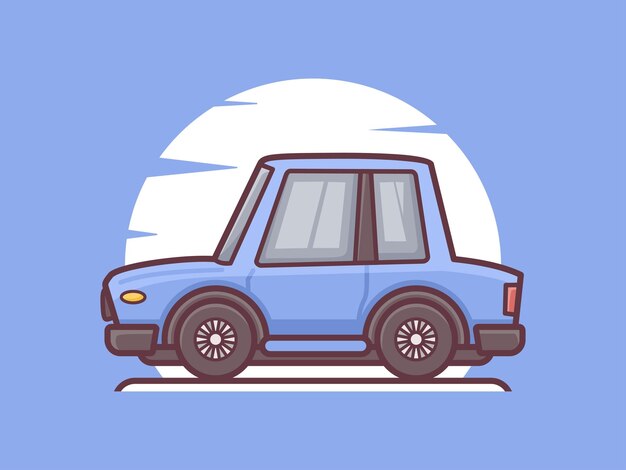 Ilustración de vector de coche con estilo de contorno