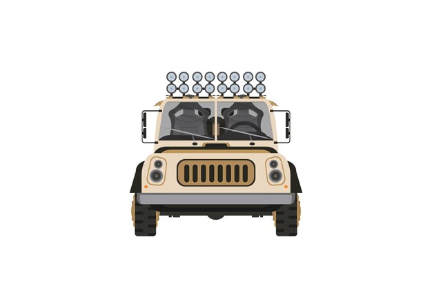 Ilustración de vector de coche Hunter en estilo plano Vehículo para viajes y recreación aislado sobre fondo blanco