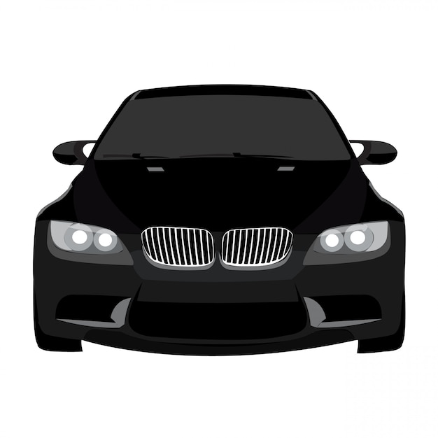 Ilustración de vector de coche negro aislado sobre fondo blanco completo editable