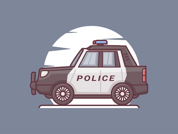 Ilustración de vector de coche de policía con estilo de contorno