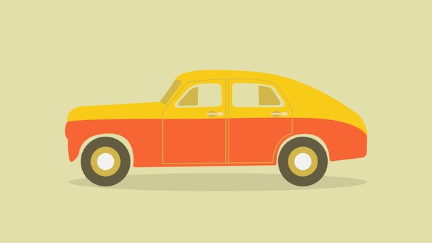 Ilustración de vector de coche retro en un perfil en un estilo plano