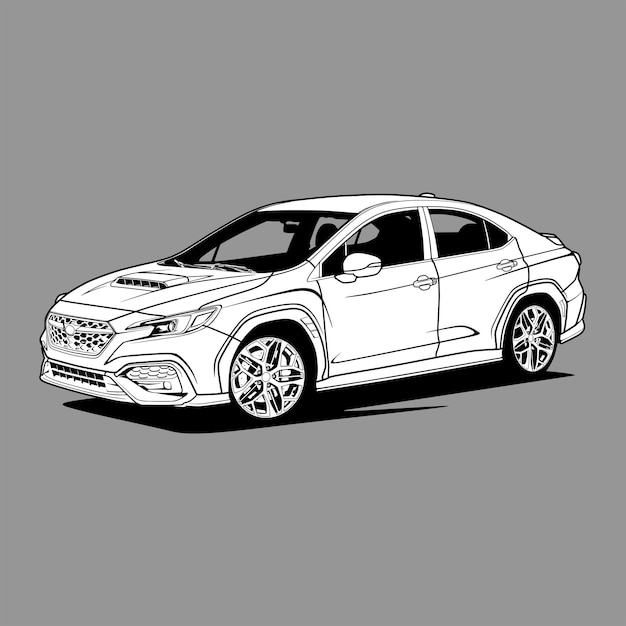 Vector ilustración de vector de coche de vista en blanco y negro para diseño conceptual