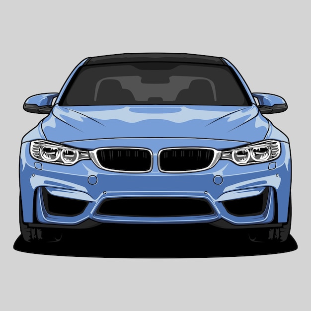Ilustración de vector de coche de vista frontal para diseño conceptual