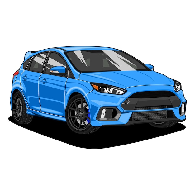 Ilustración de vector de coche de vista en perspectiva para diseño conceptual