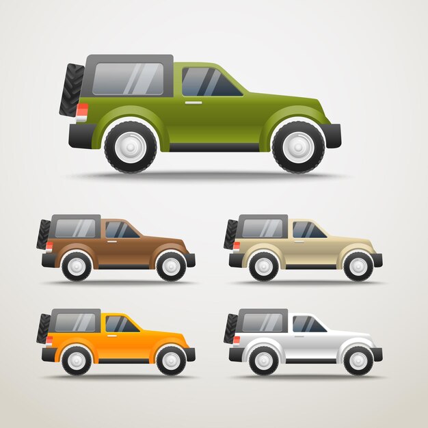 Ilustración de vector de coches de diferentes colores