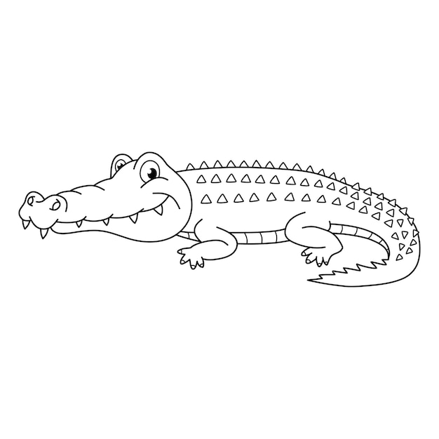 Ilustración de vector de cocodrilo. Cocodrilo de dibujos animados. Dibujo a mano de cocodrilo aislado.